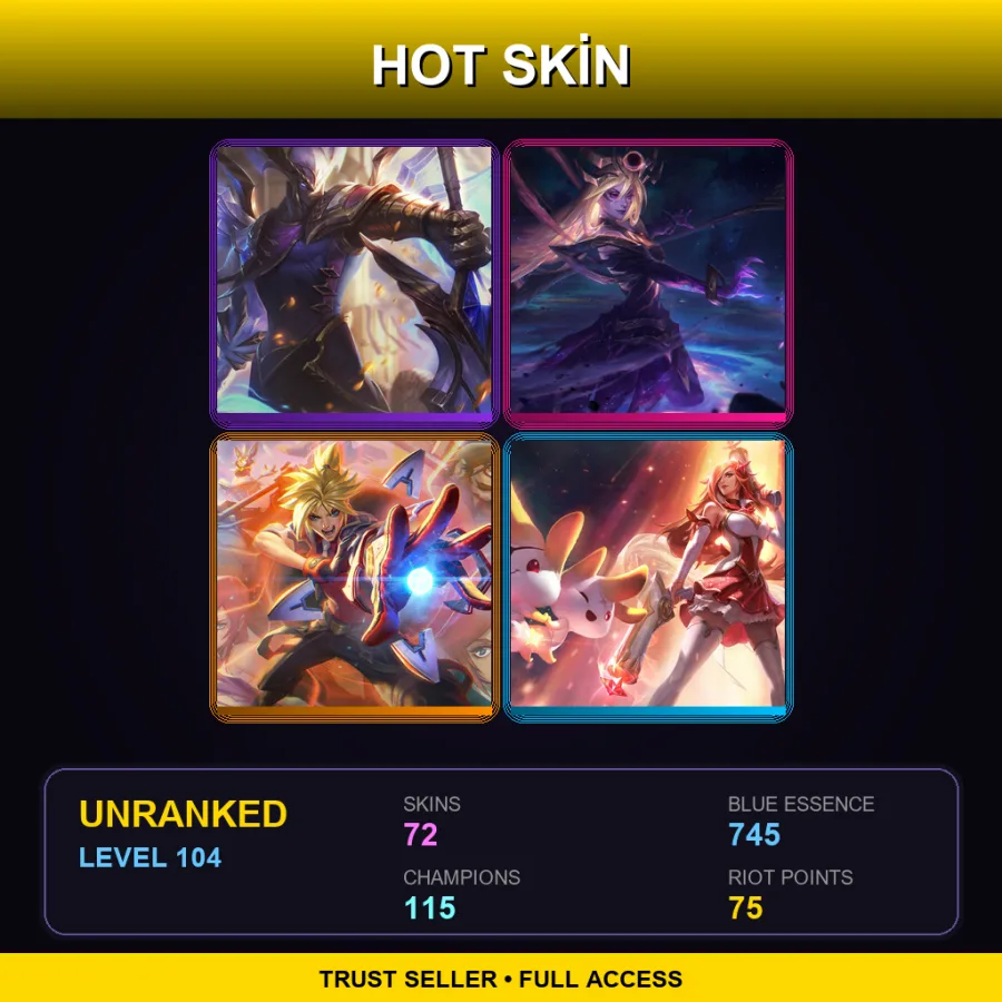 EUNE | Lv104 | Unranked | 72 Skin | 115 Champ — LoL account