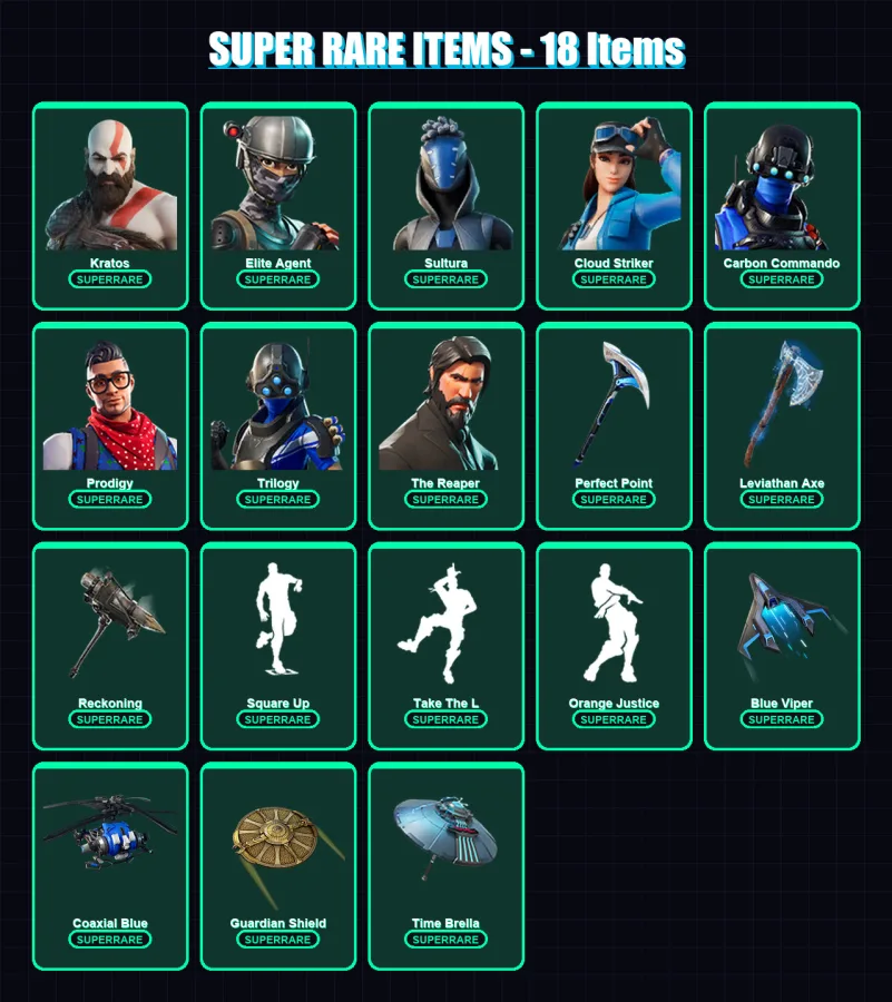 [PS4/PS5/XBOX/PC] | Kratos | Elite Agent | Sultura | Cloud Striker | Carbon Commando | 91 skin | 83 pickaxe | 61 emote | 66 glider | Lv592 — Fortnite account