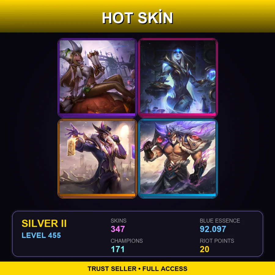 BR | Lv455 | Silver II | 347 Skin | 171 Champ — Underworld Wukong