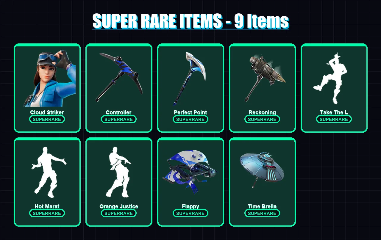 [PS4/PS5/XBOX/PC] | Cloud Striker | Midas | Fade | The Scientist | Spectra Knight | 81 skin | 93 pickaxe | 86 emote | 89 glider | Lv1260 — Fortnite account