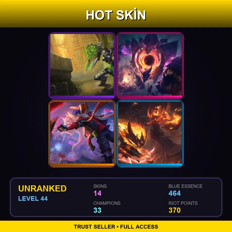 EUNE | Lv44 | Unranked | 14 Skin | 33 Champ
