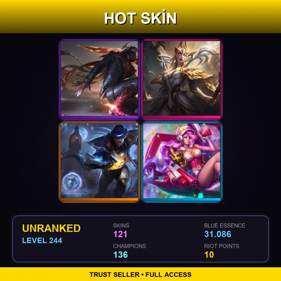 EUW | Lv244 | Unranked | 121 Skin | 136 Champ