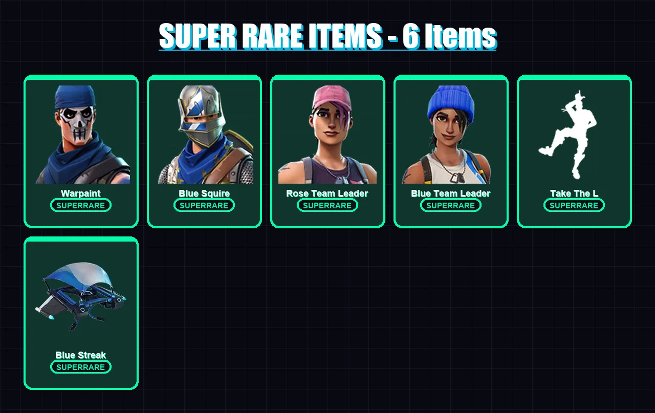 [PS4/PS5/XBOX/PC] | Warpaint | Blue Squire | Rose Team Leader | Blue Team Leader | Rust Lord | 6 skin | 6 pickaxe | 9 emote | 10 glider | Lv74