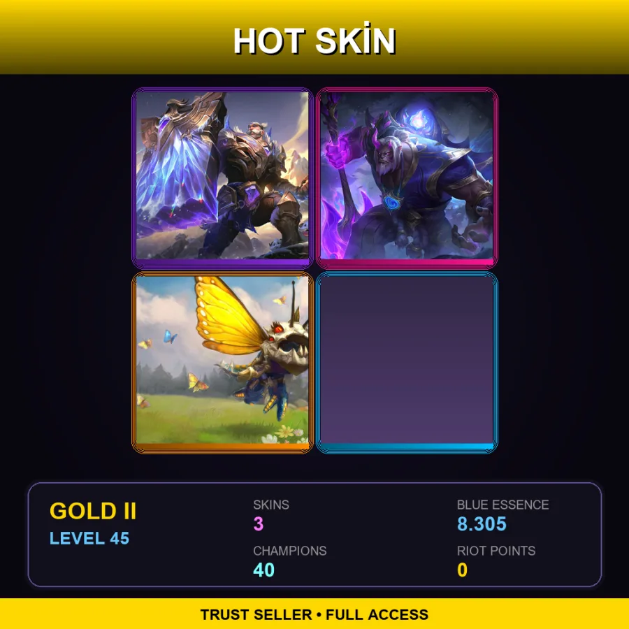 EUW | Lv45 | Gold II | 3 Skin | 40 Champ