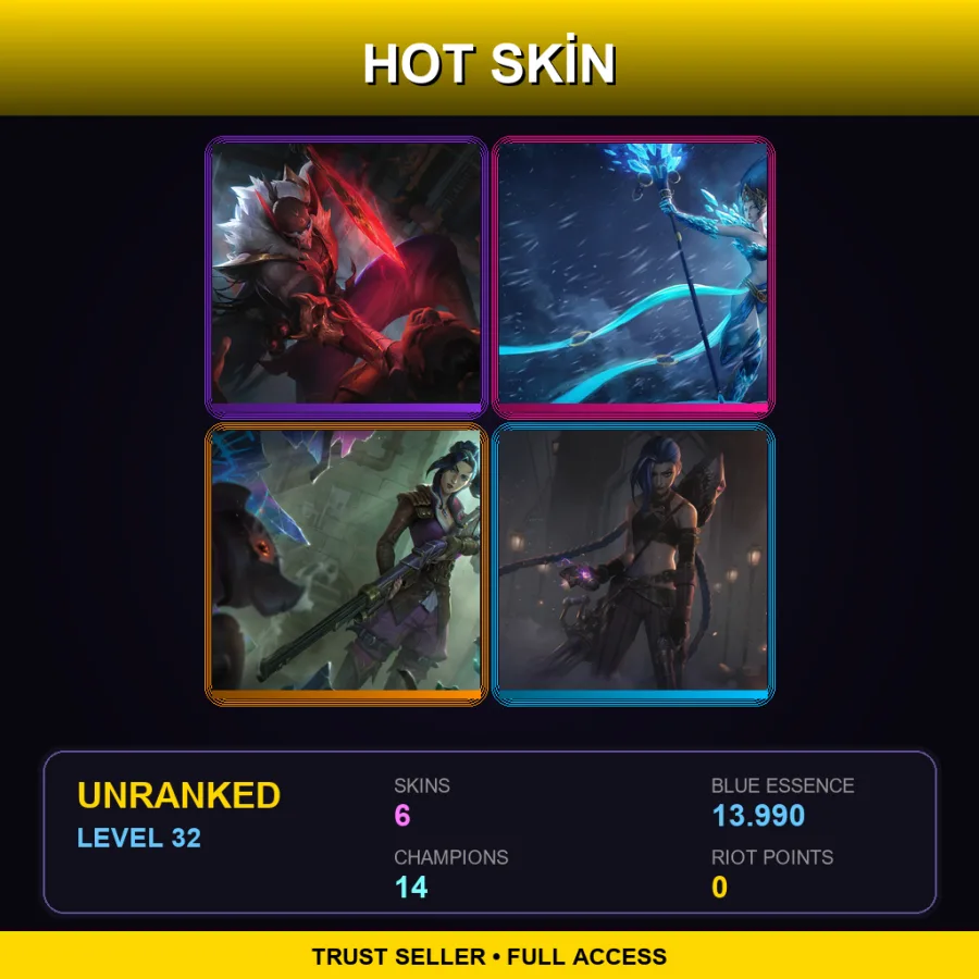 LAN | Lv32 | Unranked | 6 Skin | 14 Champ — LoL account