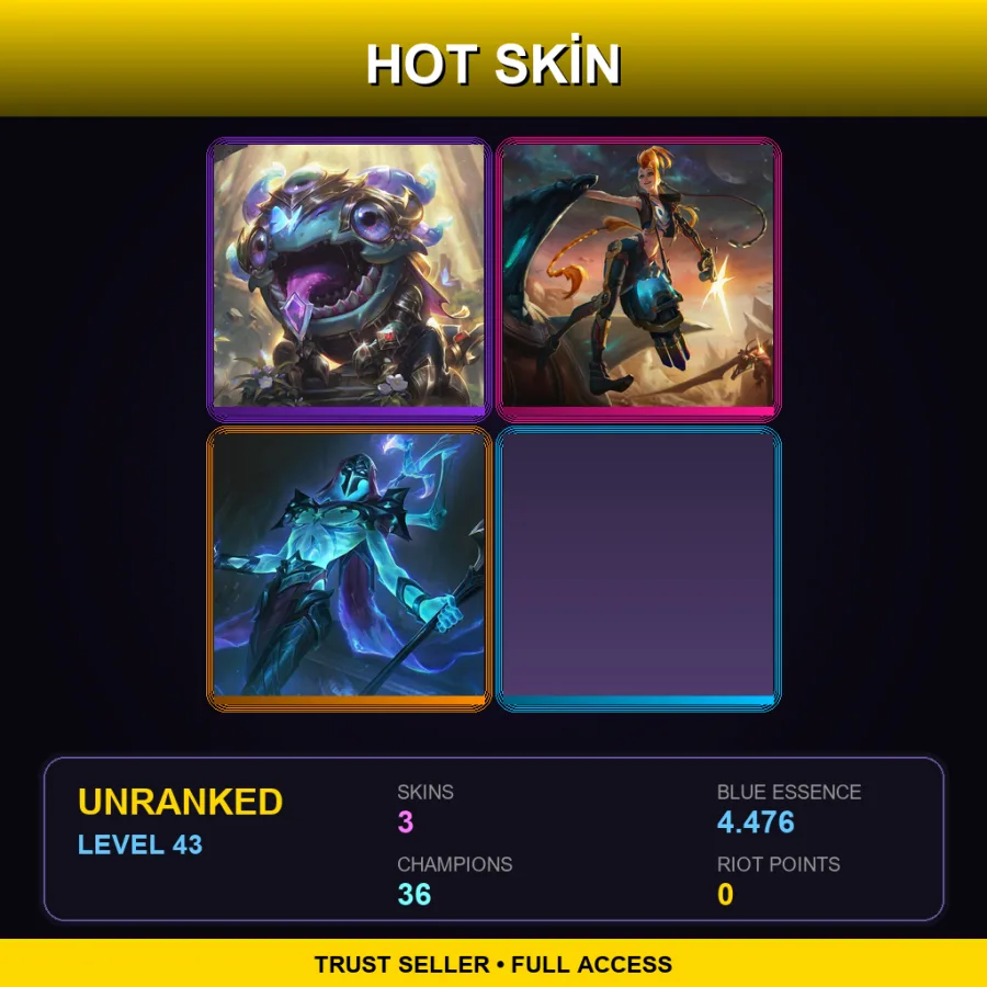 EUW | Lv43 | Unranked | 3 Skin | 36 Champ