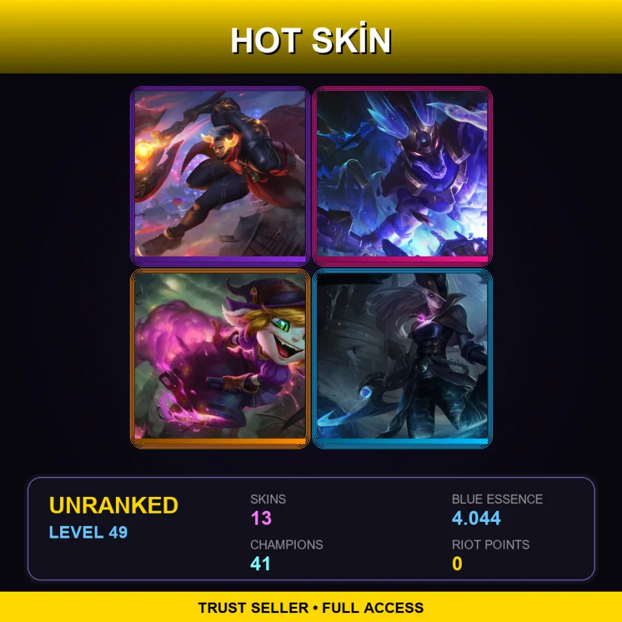 ME | Lv49 | Unranked | 13 Skin | 41 Champ — LoL account