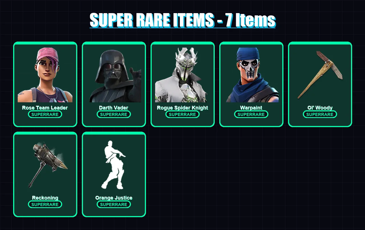 [PC/PSN] | Rose Team Leader | Darth Vader | Rogue Spider Knight | Warpaint | Deadpool | 117 skin | 143 pickaxe | 96 emote | 122 glider | Lv1251