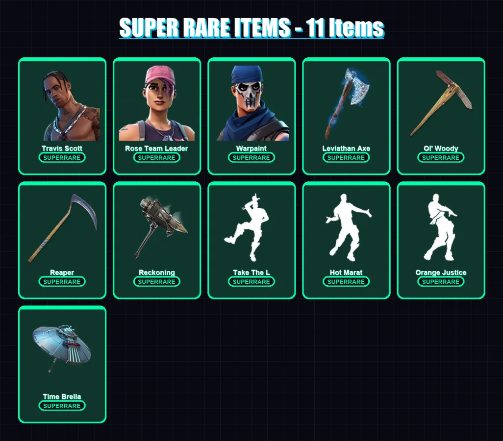 [PC/XBOX/PSN] | Travis Scott | Rose Team Leader | Warpaint | Omega | Mandalorian | 199 skin | 183 pickaxe | 194 emote | 167 glider | Lv3032 — Fortnite account