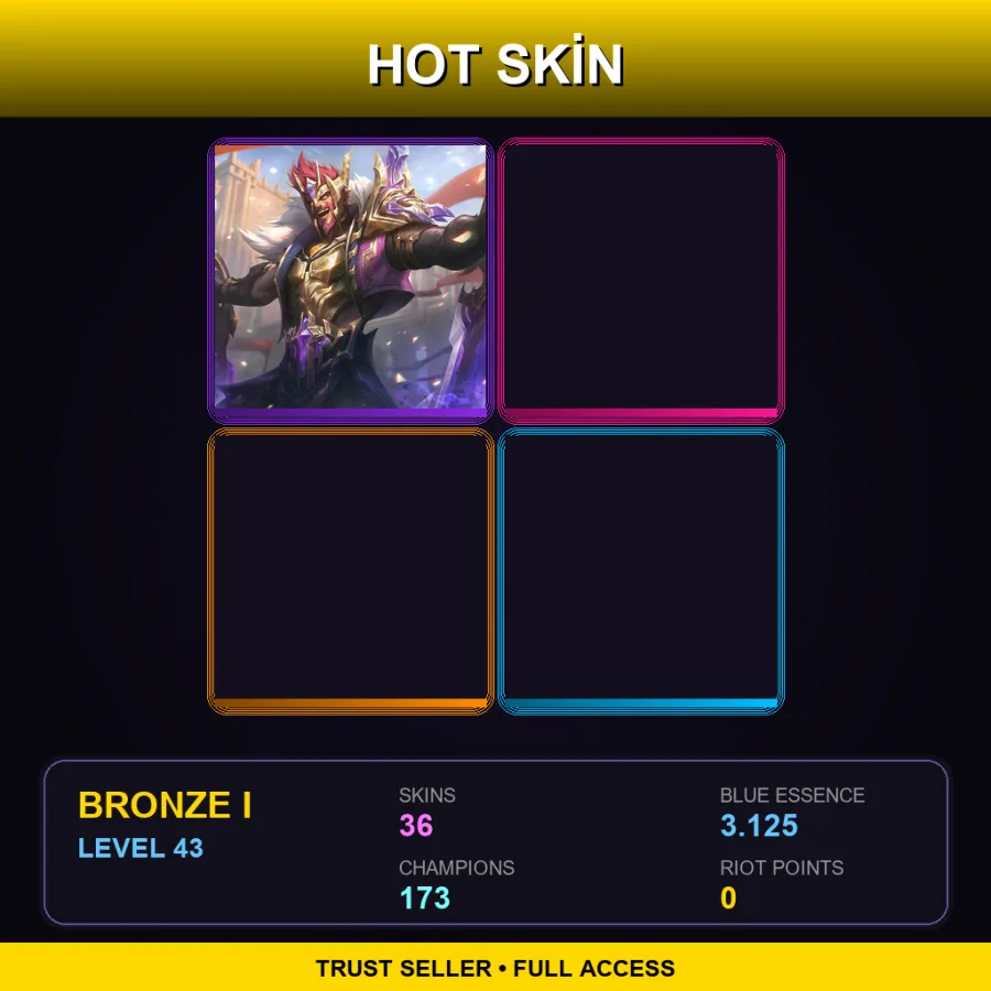 EUW | Lv43 | Bronze I | 36 Skin | 173 Champ