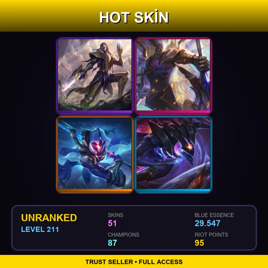 EUNE | Lv211 | Unranked | 51 Skin | 87 Champ — LoL account