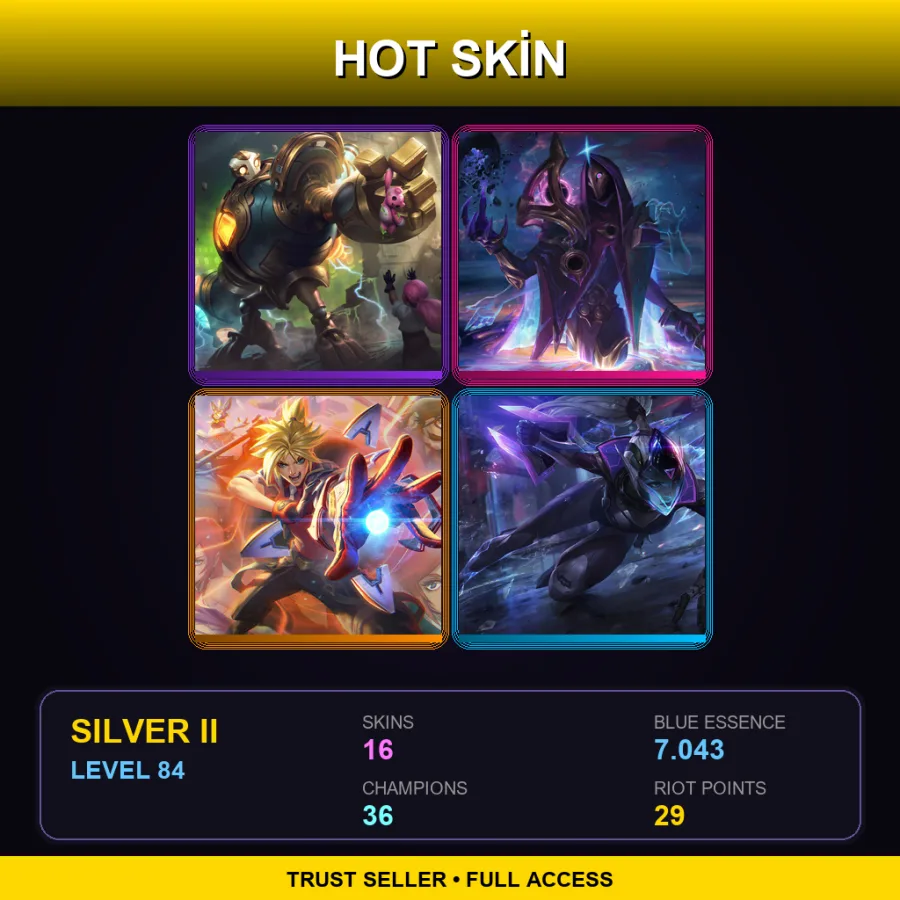 LAN | Lv84 | Silver II | 16 Skin | 36 Champ