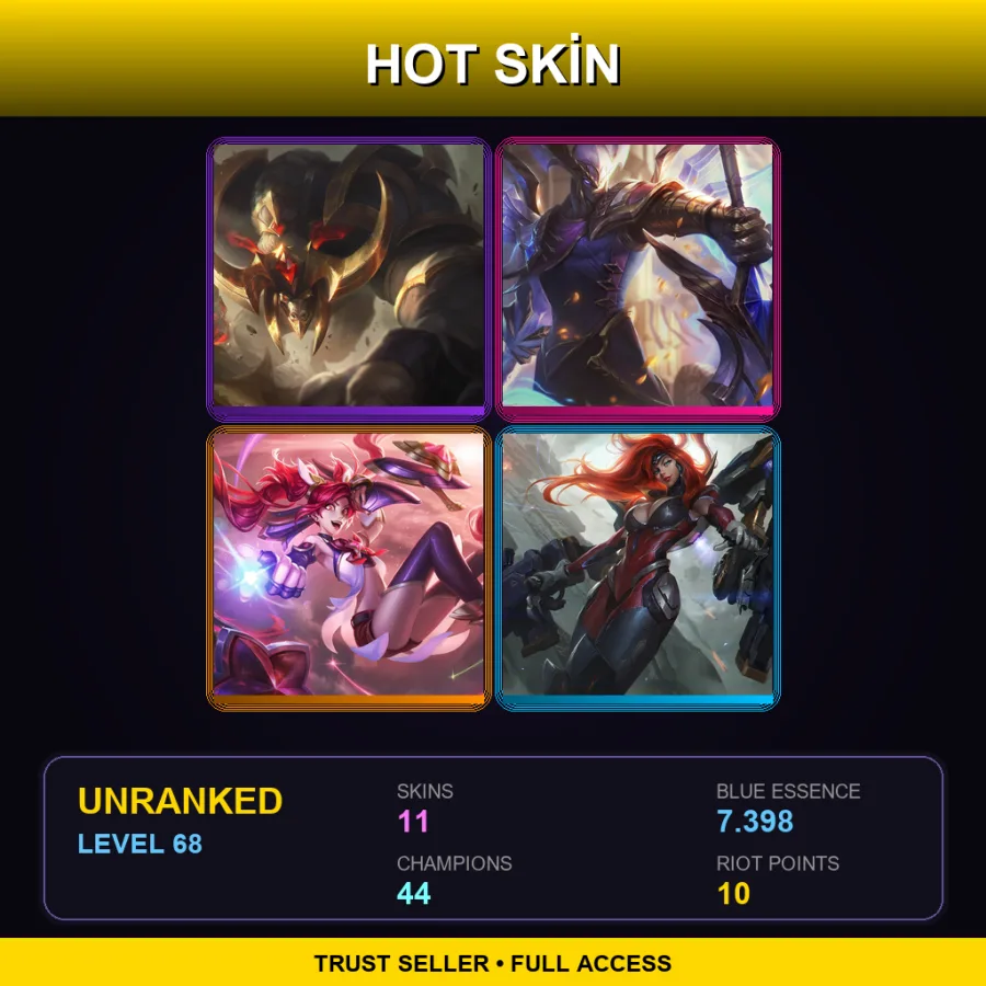EUW | Lv68 | Unranked | 11 Skin | 44 Champ