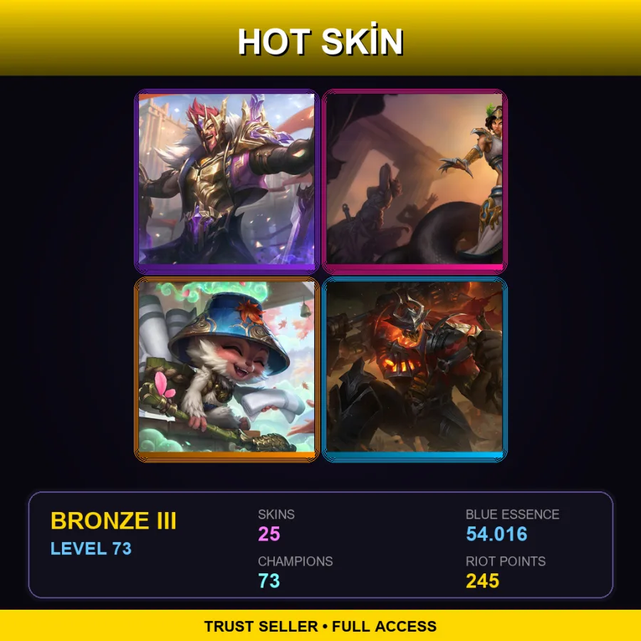 TR | Lv73 | Bronze III | 25 Skin | 73 Champ — LoL account