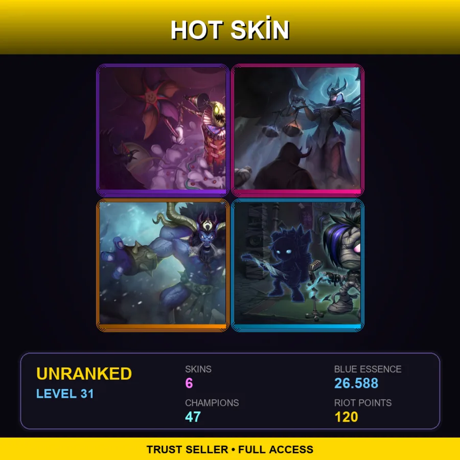 EUW | Lv31 | Unranked | 6 Skin | 47 Champ