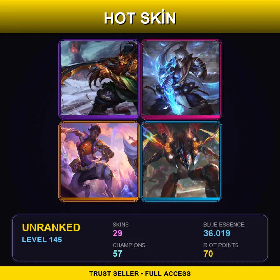 LAN | Lv145 | Unranked | 29 Skin | 57 Champ