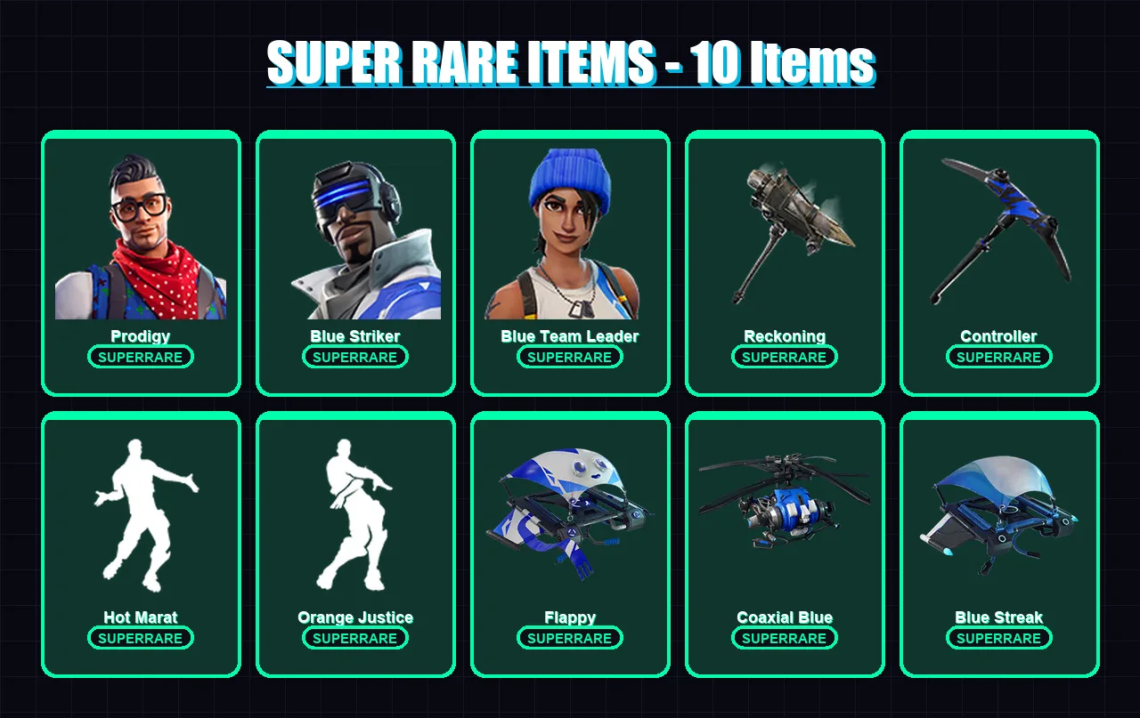 [PS4/PS5/XBOX/PC] | Prodigy | Blue Striker | Blue Team Leader | Zenith | Lynx | 43 skin | 30 pickaxe | 41 emote | 39 glider | Lv478