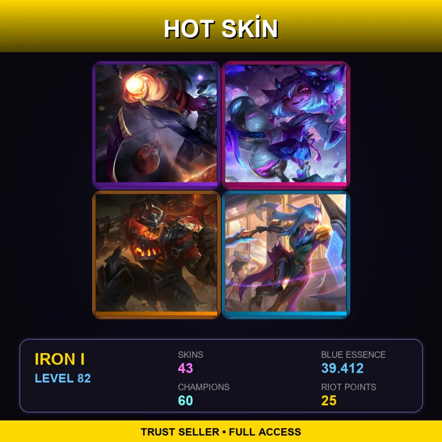 EUW | Lv82 | Iron I | 43 Skin | 60 Champ — LoL account