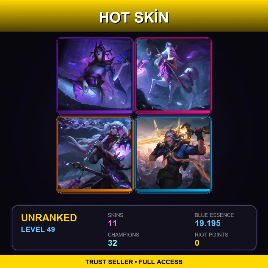 LAN | Lv49 | Unranked | 11 Skin | 32 Champ — LoL account