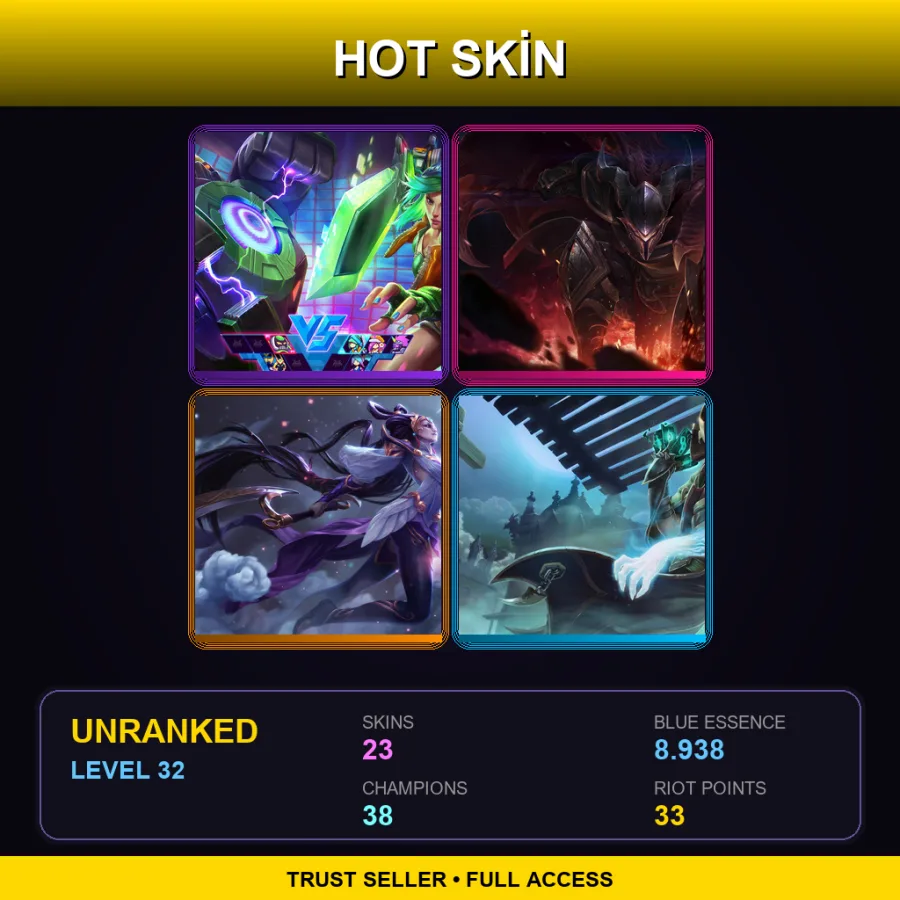 EUW | Arcade Riven | Dragonslayer Pantheon | Lunar Goddess Diana | Underworld Twisted Fate | 23 Skin | 38 Champ | Lv32