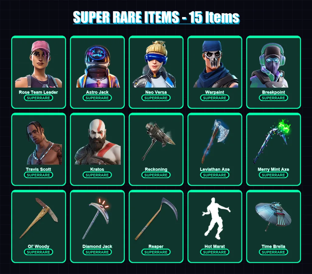 [PS4/PS5/XBOX/PC] | Rose Team Leader | Astro Jack | Neo Versa | Warpaint | Breakpoint | 250 skin | 230 pickaxe | 169 emote | 178 glider | Lv2497