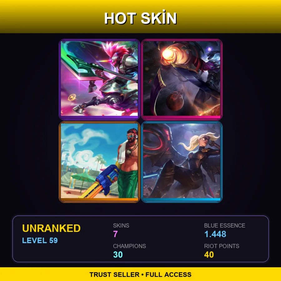 LAS | Lv59 | Unranked | 7 Skin | 30 Champ — LoL account