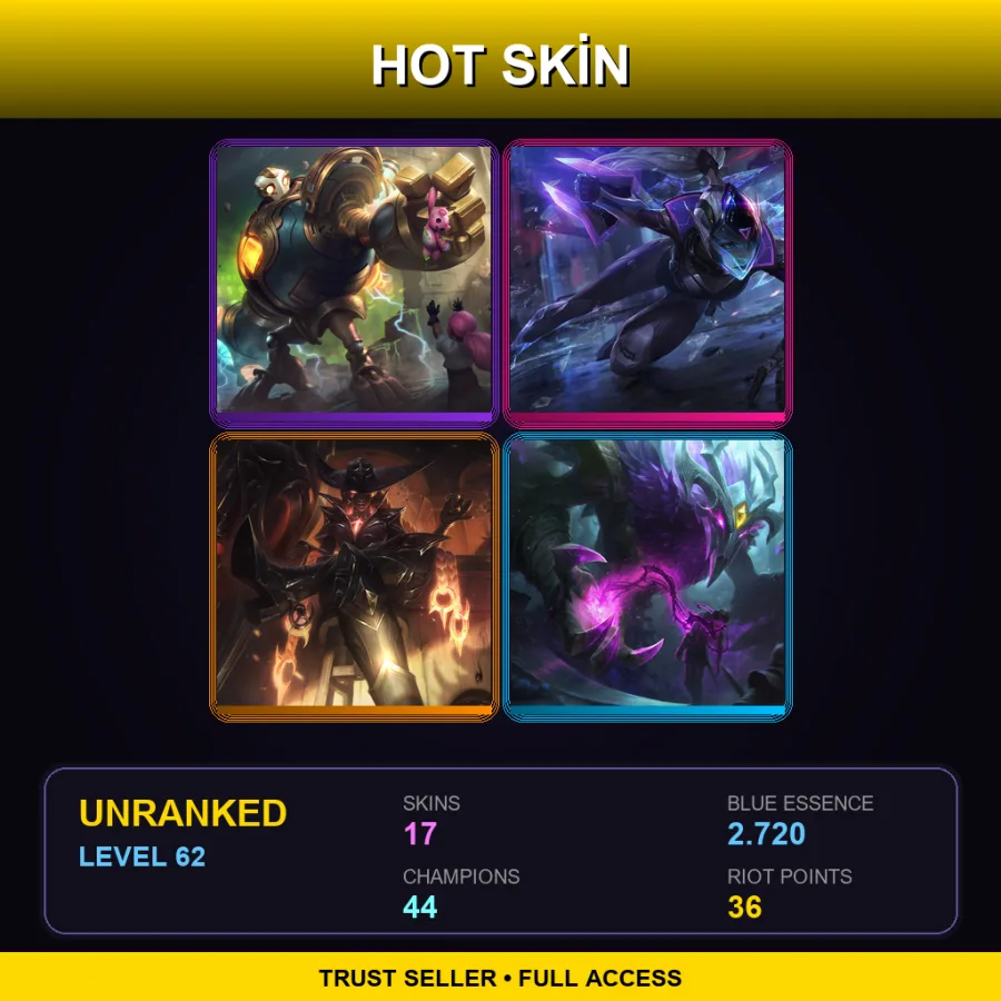 EUNE | Lv62 | Unranked | 17 Skin | 44 Champ