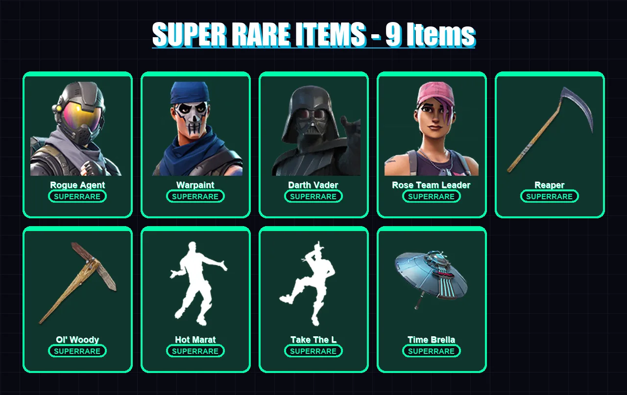 [PC/PSN] | Rogue Agent | Warpaint | Darth Vader | Rose Team Leader | Raz | 98 skin | 110 pickaxe | 103 emote | 100 glider | Lv1557
