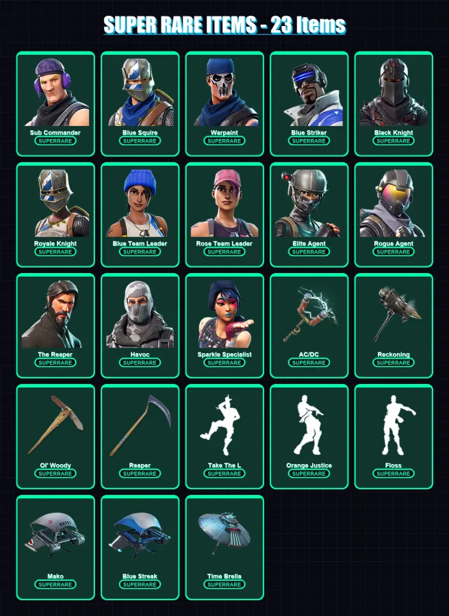[SWITCH/XBOX/PSN/PC] | Sub Commander | Blue Squire | Warpaint | Blue Striker | Black Knight | 54 skin | 44 pickaxe | 42 emote | 46 glider | Lv508 — Fortnite account