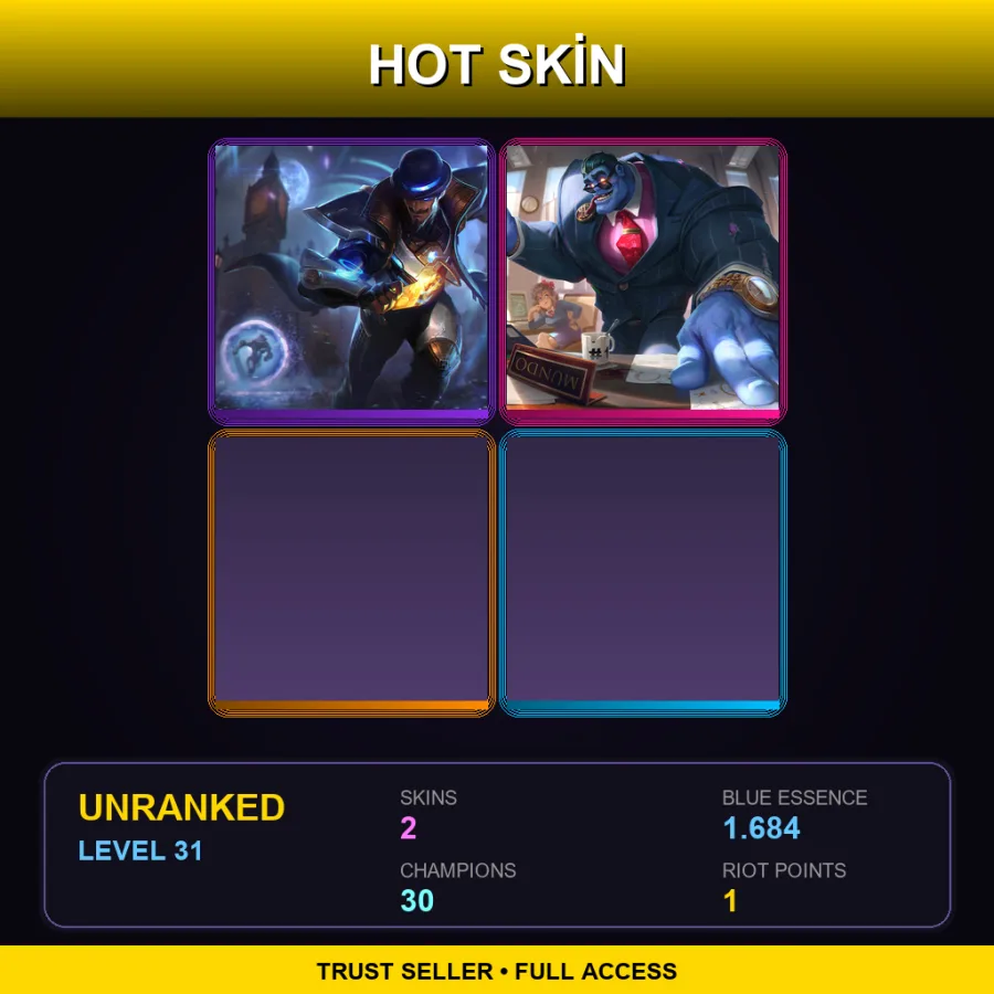 EUW | Lv31 | Unranked | 2 Skin | 30 Champ with Vi