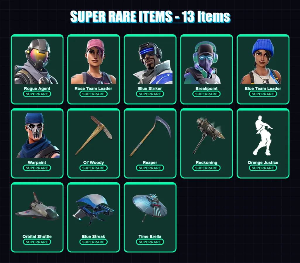 [PS4/PS5/XBOX/PC] | Rogue Agent | Rose Team Leader | Blue Striker | 87 skin | Lv1040 — Fortnite account