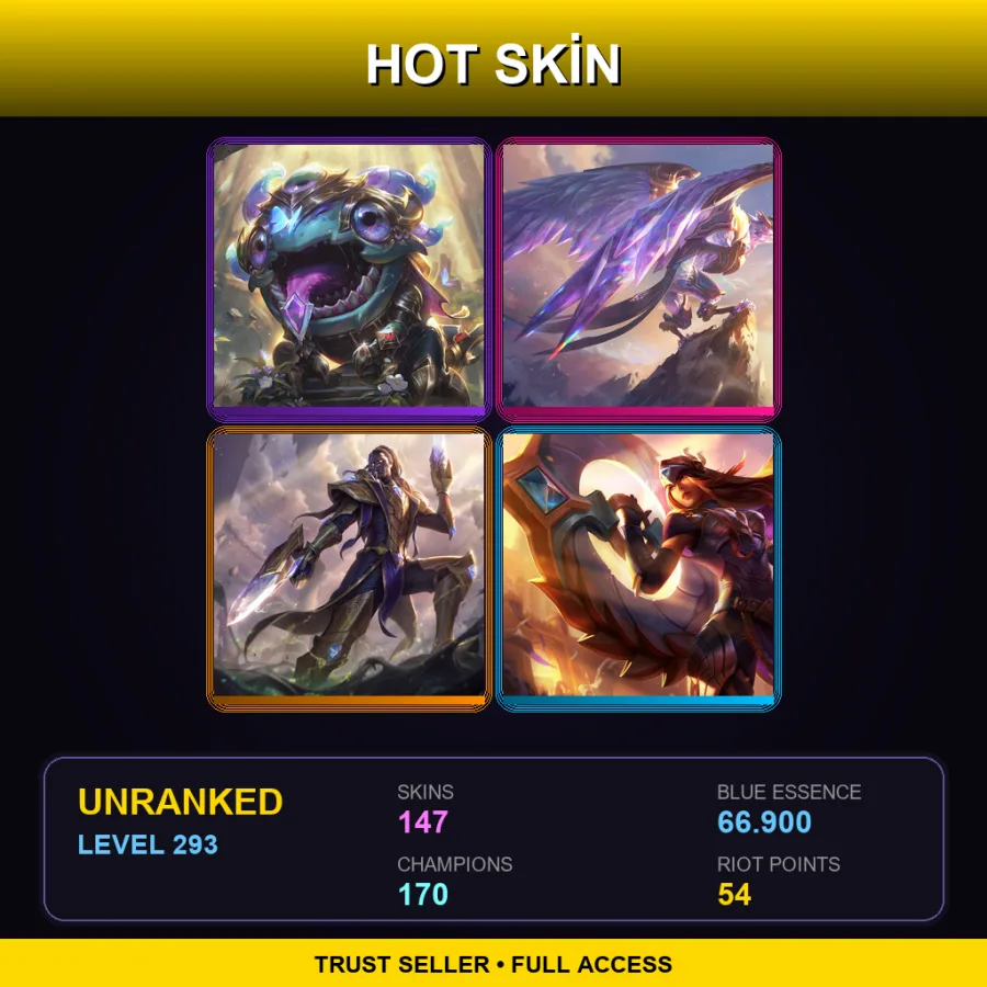 VN | Lv293 | Unranked | 147 Skin | 170 Champ