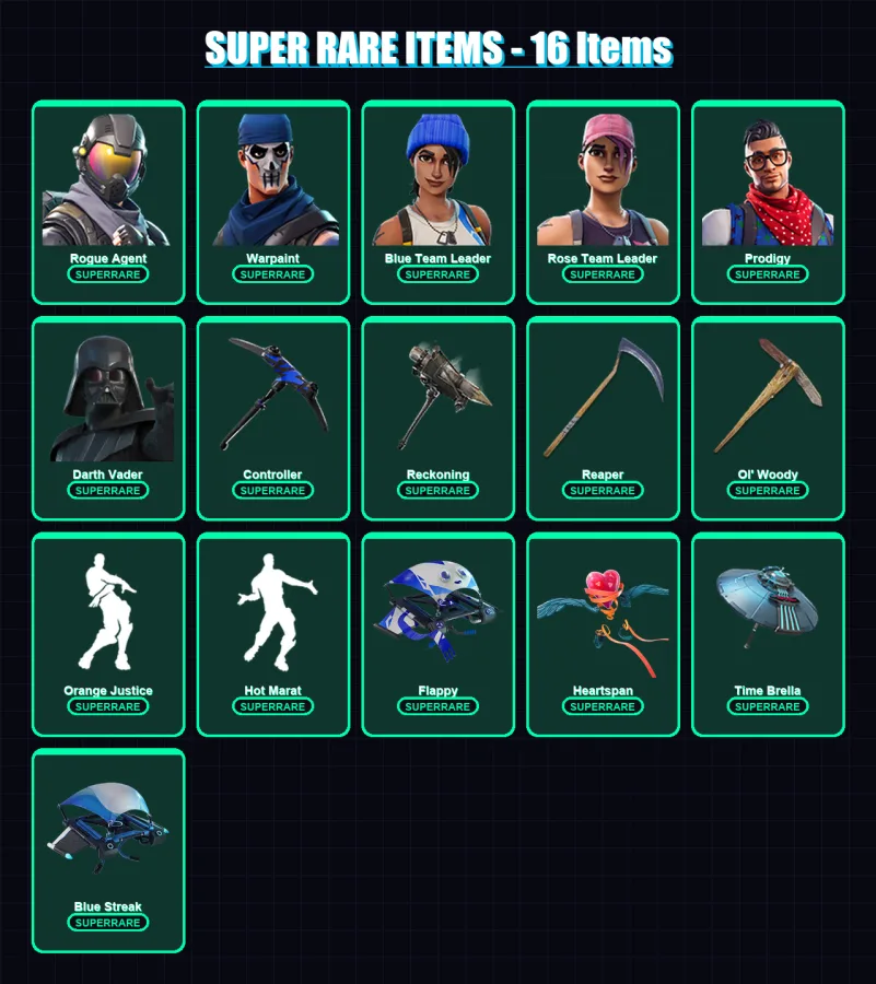 [PC/XBOX] | Rogue Agent | Warpaint | Blue Team Leader | Rose Team Leader | Prodigy | 116 skin | 117 pickaxe | 116 emote | 104 glider | Lv1431