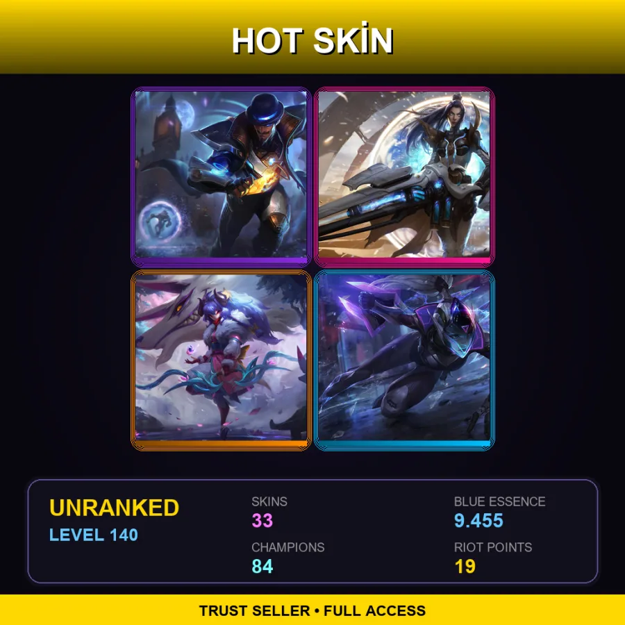 VN | Lv140 | Unranked | 33 Skin | 84 Champ — Coven Morgana