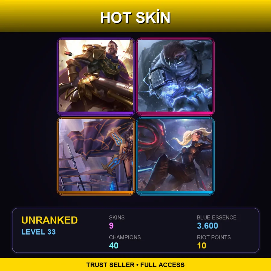 LAN | Lv33 | Unranked | 9 Skin | 40 Champ — Commando Garen