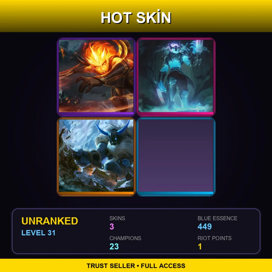 EUW | Lv31 | Unranked | 3 Skin | 23 Champ