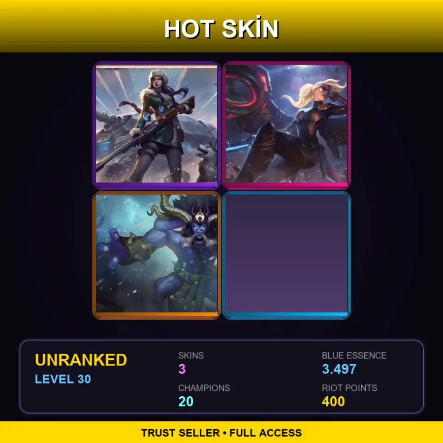 EUNE | Lv30 | Unranked | 3 Skin | 20 Champ — LoL account