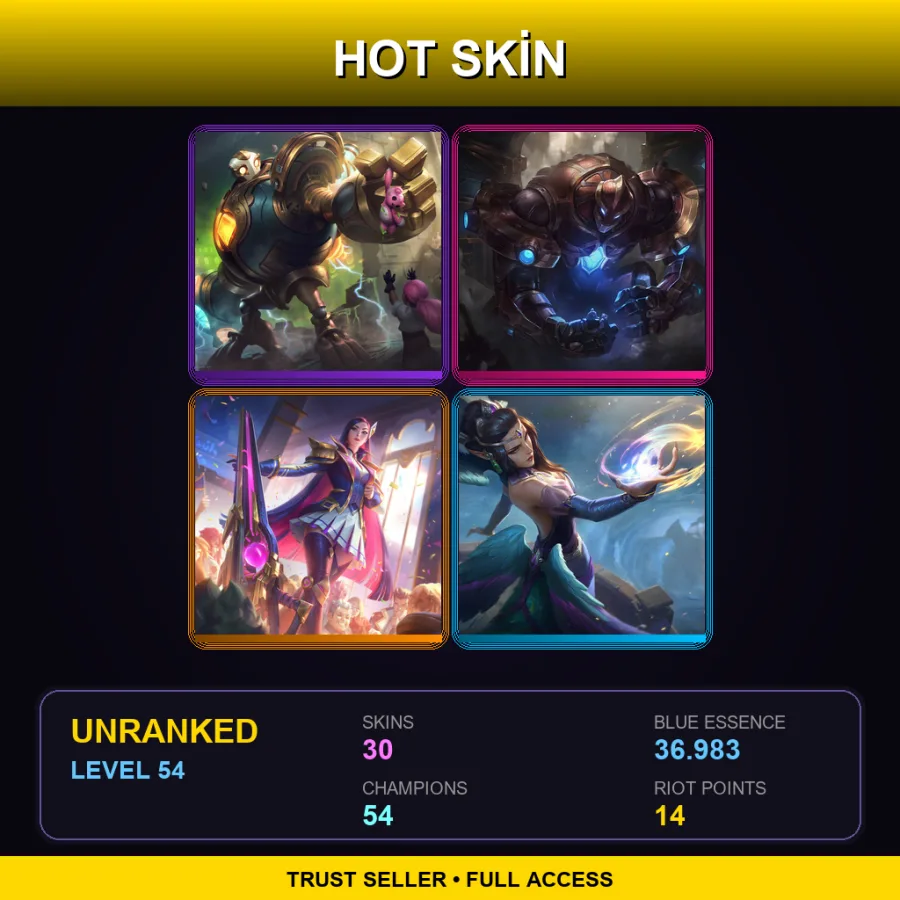 VN | Lv54 | Unranked | 30 Skin | 54 Champ