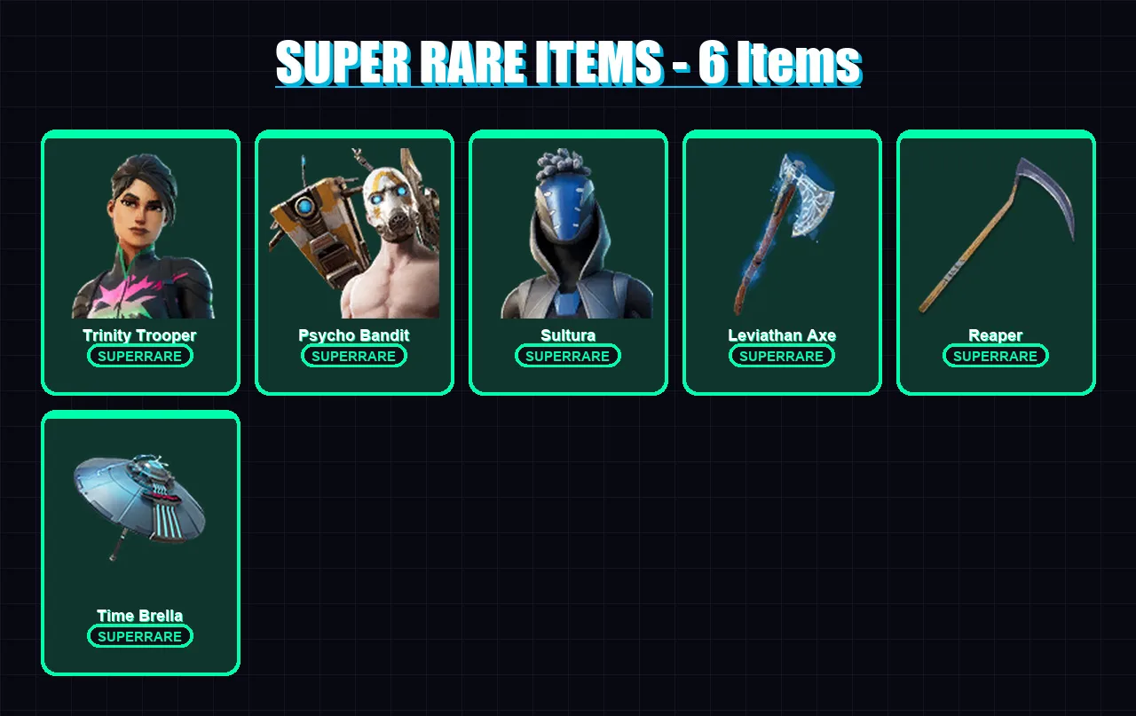 [PS4/PS5/XBOX/PC] | Trinity Trooper | Psycho Bandit | Sultura | Galaxia | Spider Knight | 166 skin | 172 pickaxe | 117 emote | 107 glider | Lv1778