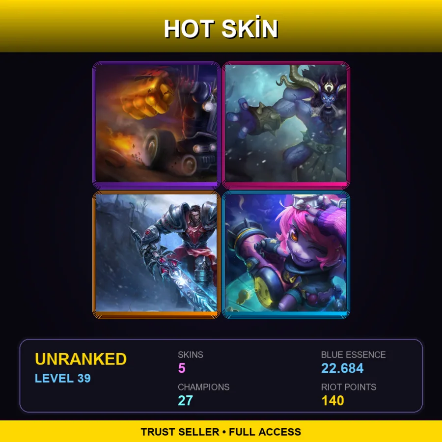 EUW | Lv39 | Unranked | 5 Skin | 27 Champ