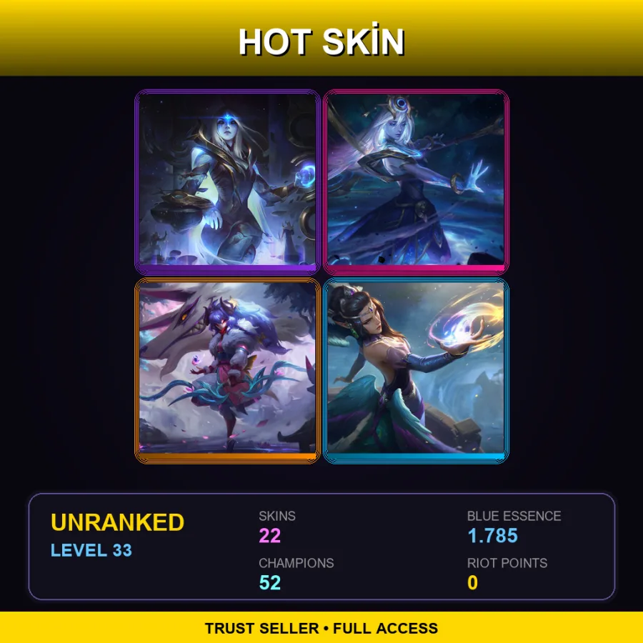 VN | Lv33 | Unranked | 22 Skin | 52 Champ — LoL account
