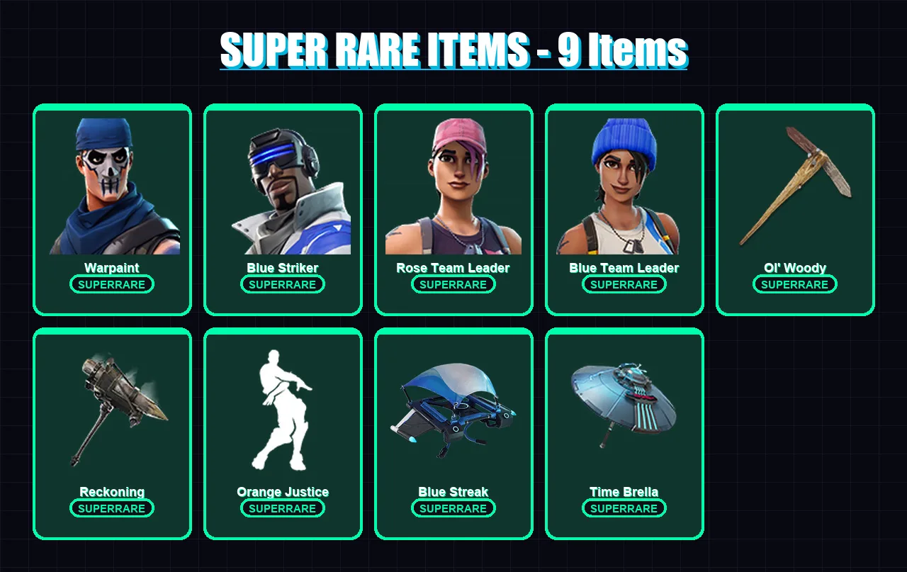 [PC/XBOX/PSN] | Warpaint | Blue Striker | Rose Team Leader | Blue Team Leader | Catalyst | 62 skin | 73 pickaxe | 69 emote | 80 glider | Lv1093