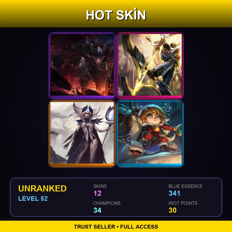 TR | Lv52 | Unranked | 12 Skin | 34 Champ