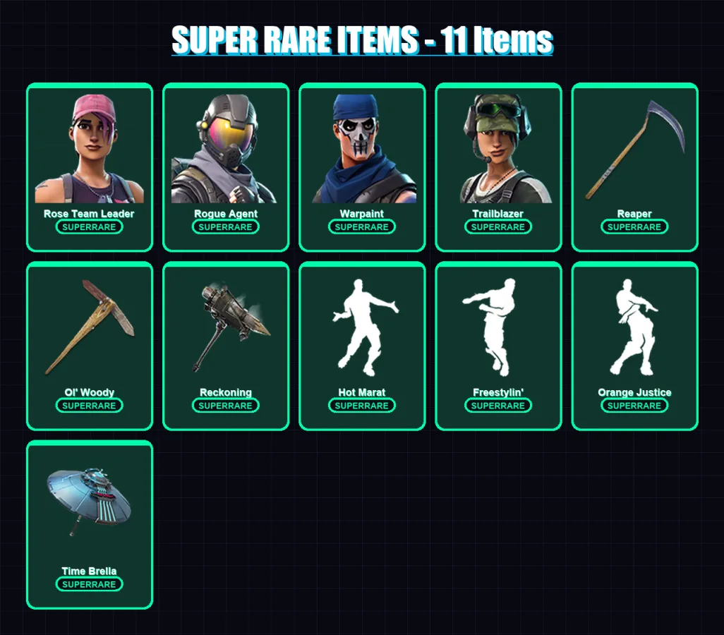 [PC] | Rose Team Leader | Rogue Agent | Warpaint | Trailblazer | Wild Card | 121 skin | 106 pickaxe | 102 emote | 88 glider | Lv829