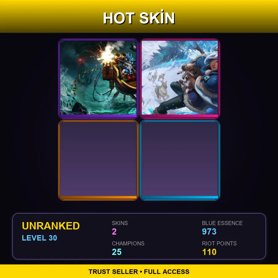 LAN | Lv30 | Unranked | 2 Skin | 25 Champ — LoL account