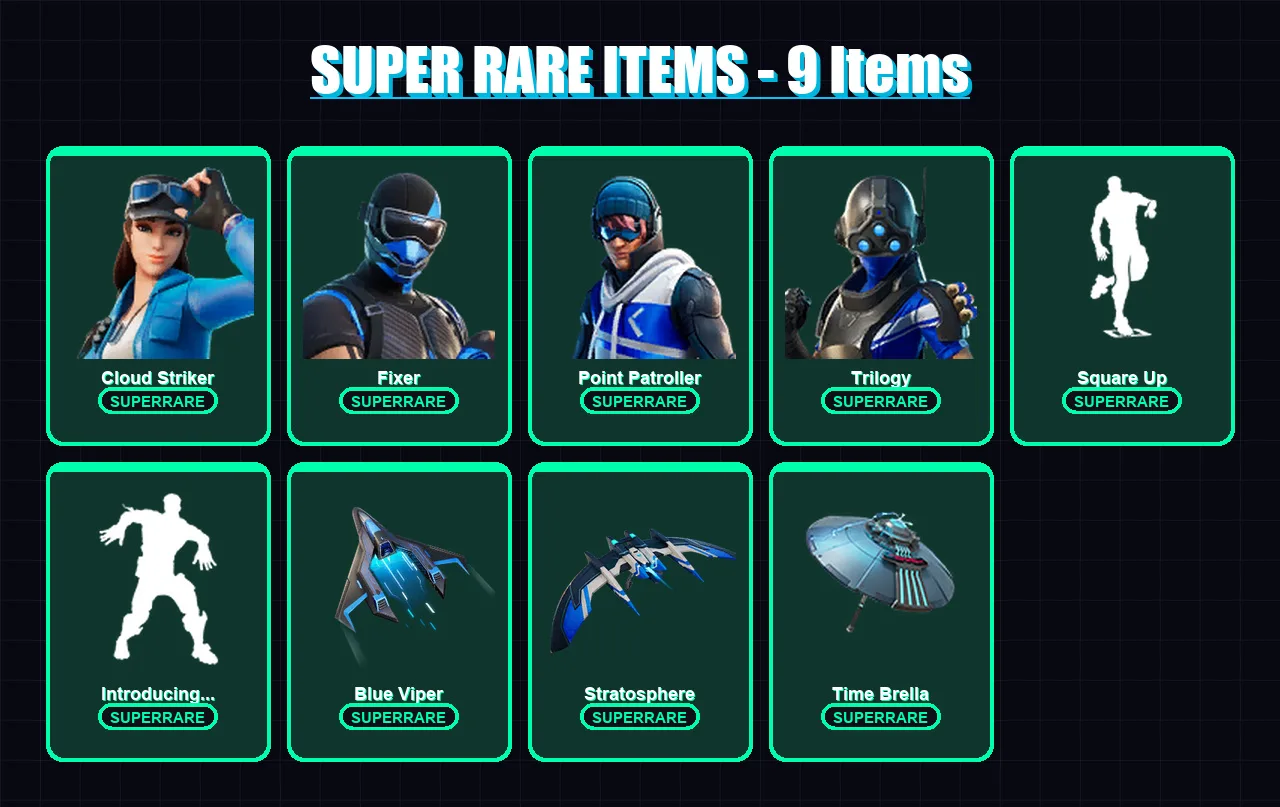 [PS4/PS5/XBOX/PC] | Cloud Striker | Fixer | Point Patroller | Trilogy | Hybrid | 13 skin | 20 pickaxe | 22 emote | 15 glider | Lv278