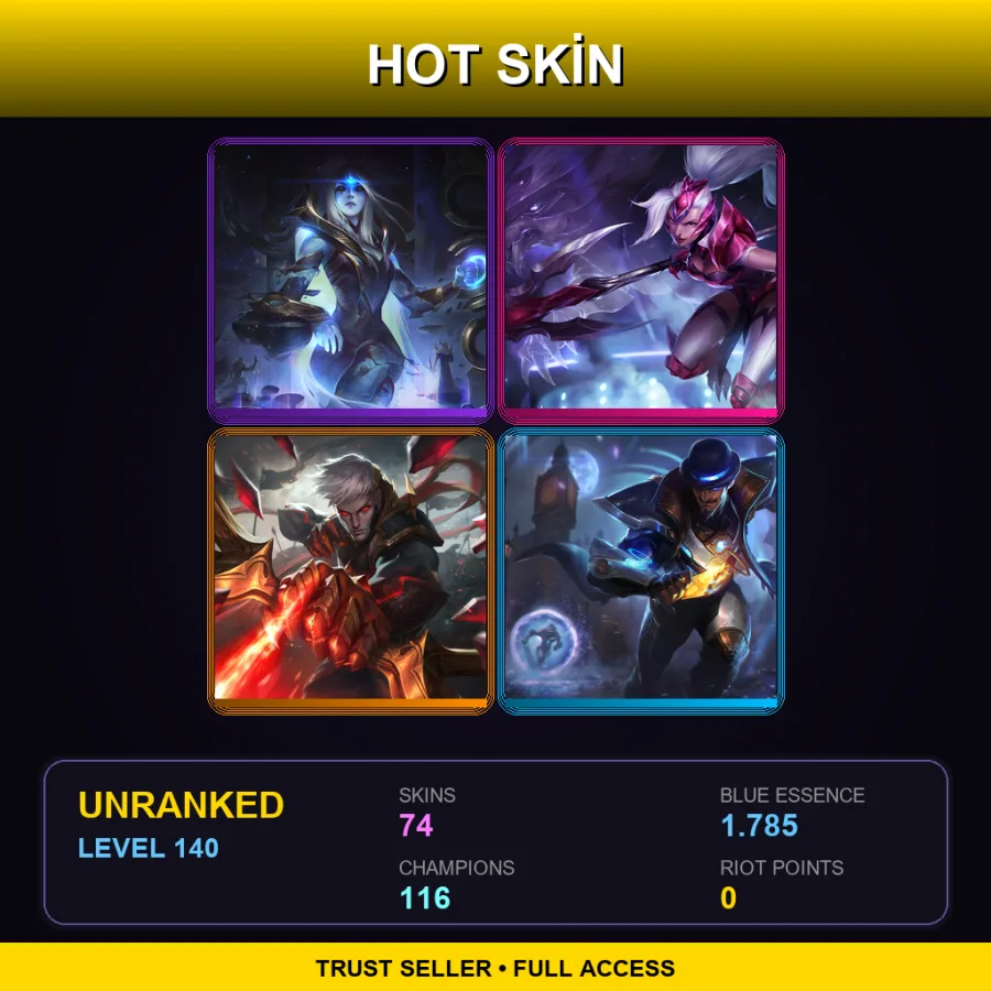 VN | Lv140 | Unranked | 74 Skin | 116 Champ — LoL account