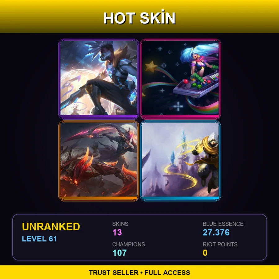 VN | Lv61 | Unranked | 13 Skin | 107 Champ