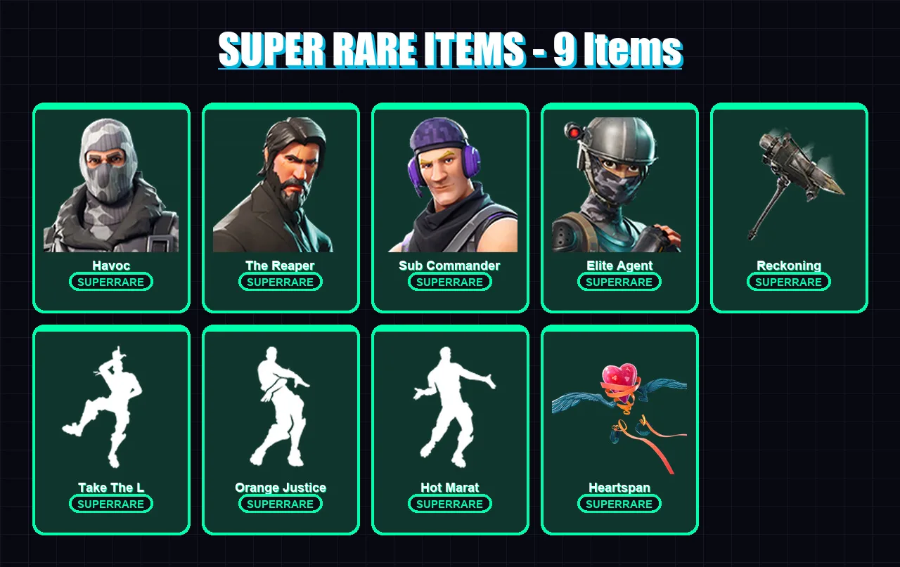 [PC/PSN] | Havoc | The Reaper | Sub Commander | Elite Agent | A.I.M. | 56 skin | 47 pickaxe | 68 emote | 57 glider | Lv793