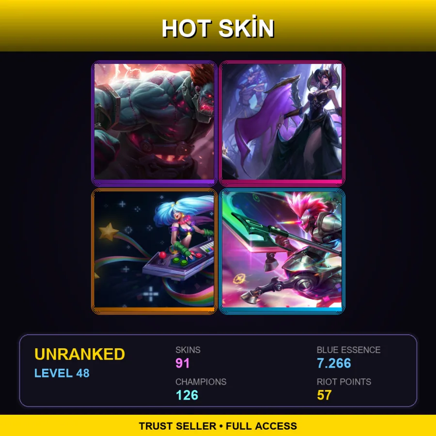 EUW | Lv48 | Unranked | 91 Skin | 126 Champ